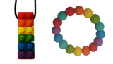 Chewelry Sensory Chew Necklace Brick / Block Style Rainbow